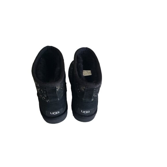 NEW UGG CLASSIC MINI SHIMMERING  ZODIAC SIGNS BLACK BOOTS SZ 5US /36 EU - Picture 4 of 7